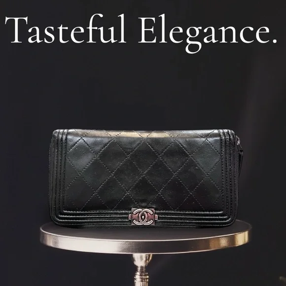 CHANEL Black Boy Leather Wallet - Picture 1 of 10